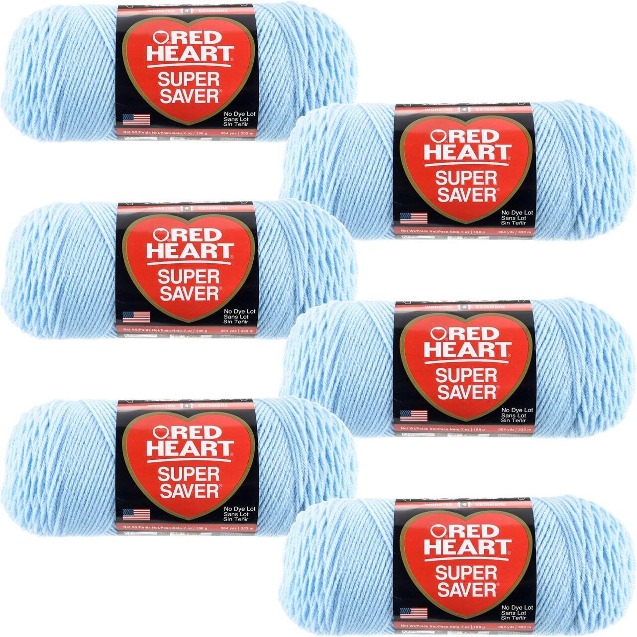 Multipack of 6 - Red Heart Super Saver Yarn-Light Blue